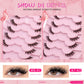 Veltrinay Natural Half Lashes Cat Eyelashes Soft Wispy with Clear Invisible Band Reusable Faux Mink Eyelashes Makeup