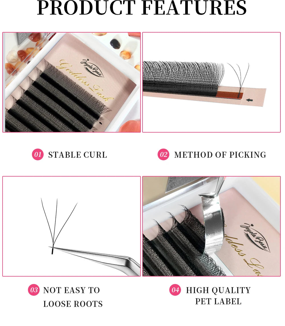 Goddess 3D/4D/5D/6D/7D/8D W Shape Lashes 4D Premade Fan Lash Extensions 0.07 C/D Curl Natural Soft High Quality Individual Lashe