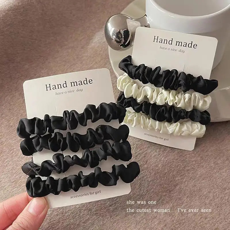3Pcs/Set Smooth Silky Hair Scrunchies Women Ponytail Holders Rubber Bands Hair Ties Silk Satin Solid Color Small Intestine Ring