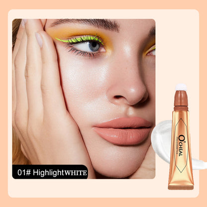OCHEAL 6-color Face Liquid Blusher Cream Facial Cheek Eye Press Brush Head Highlighter Powder Blusher Contouring Makeup Cosmetic
