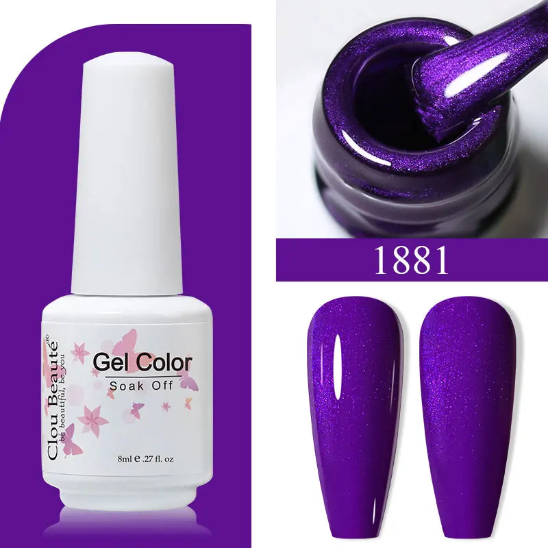 Clou Beaute 8ml Gel Polish Colorful Glitter UV Nail Gel Vernis Semi Permanent Glass Bottle Blue Green White Soak Off Gel Nail