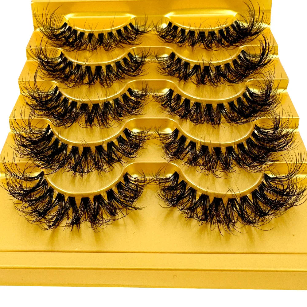 5pairs Mink Eyelashes Invisible Band Lash Extension Natural False Eyelashes Cross Cluster Fairy 3D Faux Big Eye Long Fake Lashes