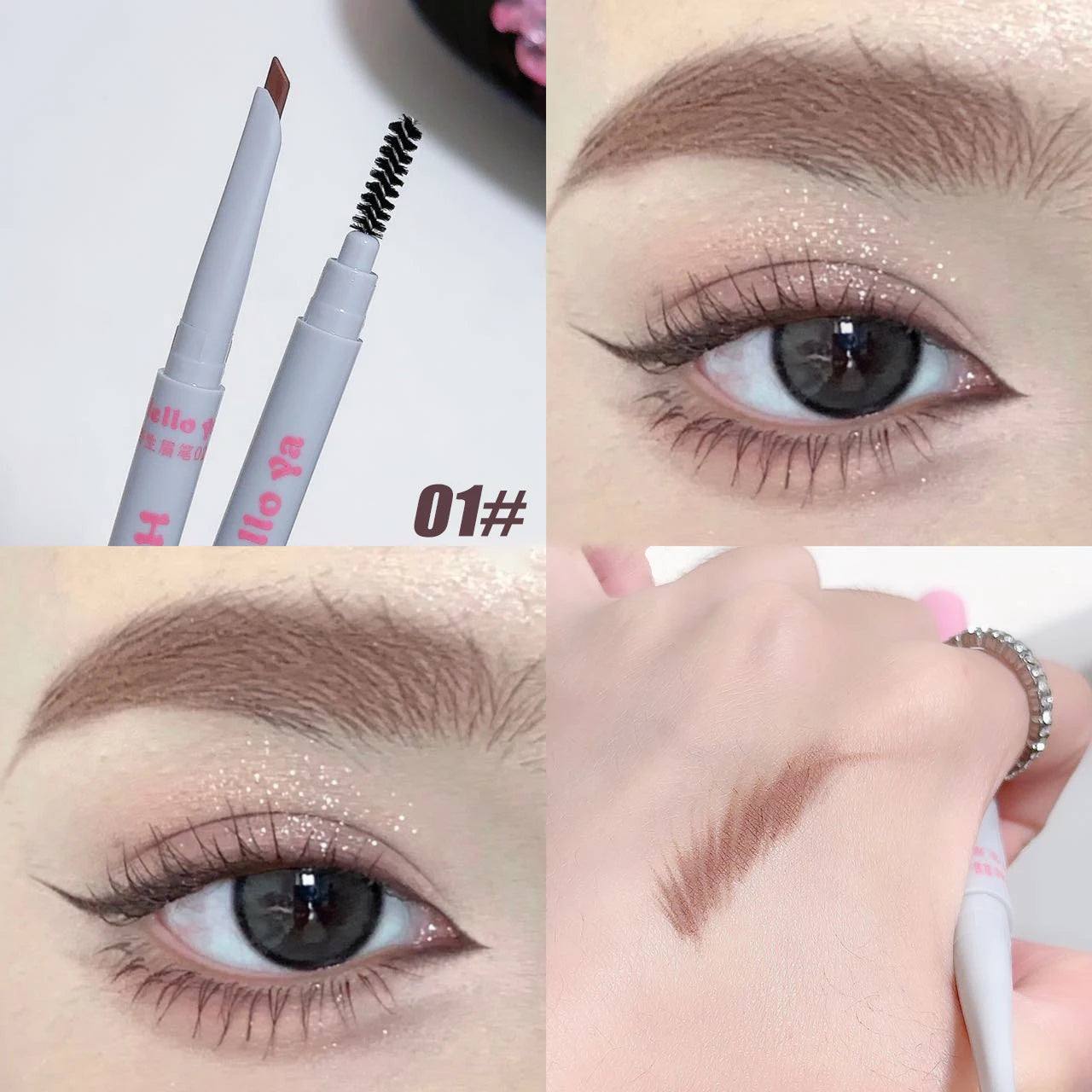 2 in 1 Eyebrow Pencil Professional Cosmetics Makeup 4 Colors Waterproof Eyebrow Tattoo Brush Long Lasting Eyebrow Pen