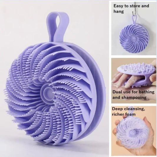 Silicone Body Scrubber Loofah Double-Sided Bath Brush,Shower Scrubber And Scalp Massager Shampoo Brush For Kids Women Men