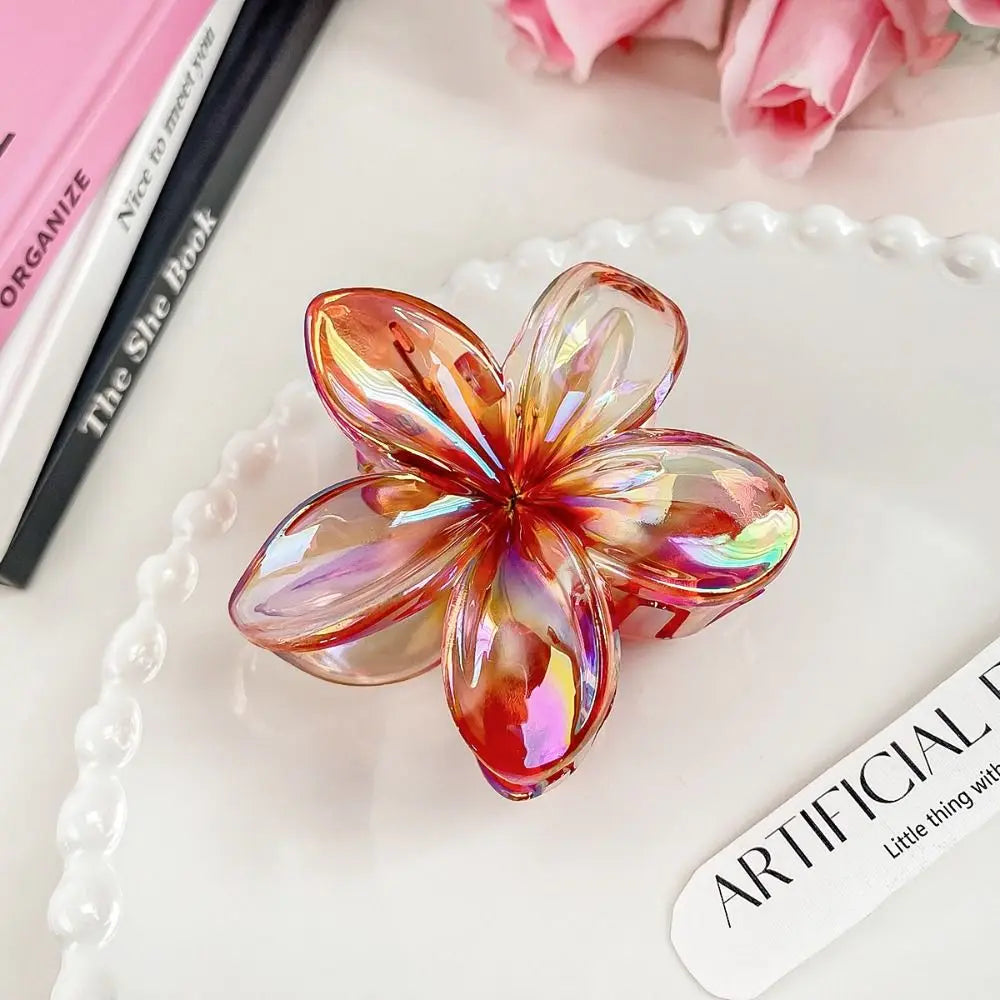 Bohemia Egg Flower Flower Hair Clips Fashion Flower Shape Headwear Shark Clip Plastic Colorful Flowers Claw Vacation