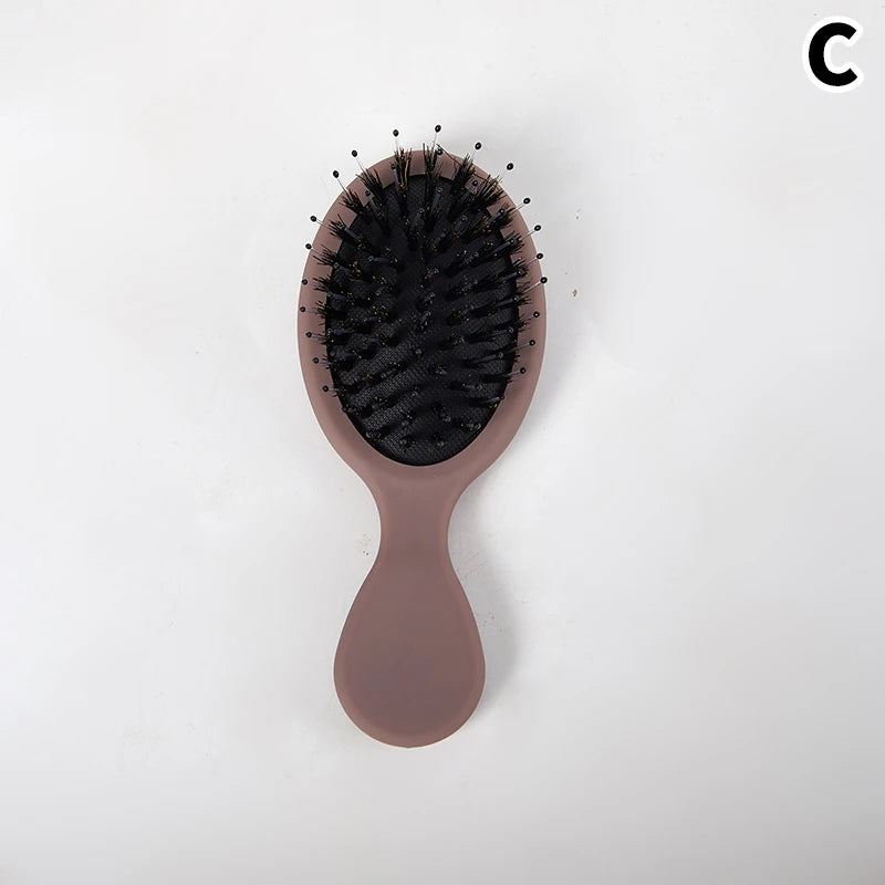 1Pcs Portable Mini Natural Boar Bristle Oval Hair Brush Comb Head Scalp Massage Comb Salon Hair Care Brush Styling Tool