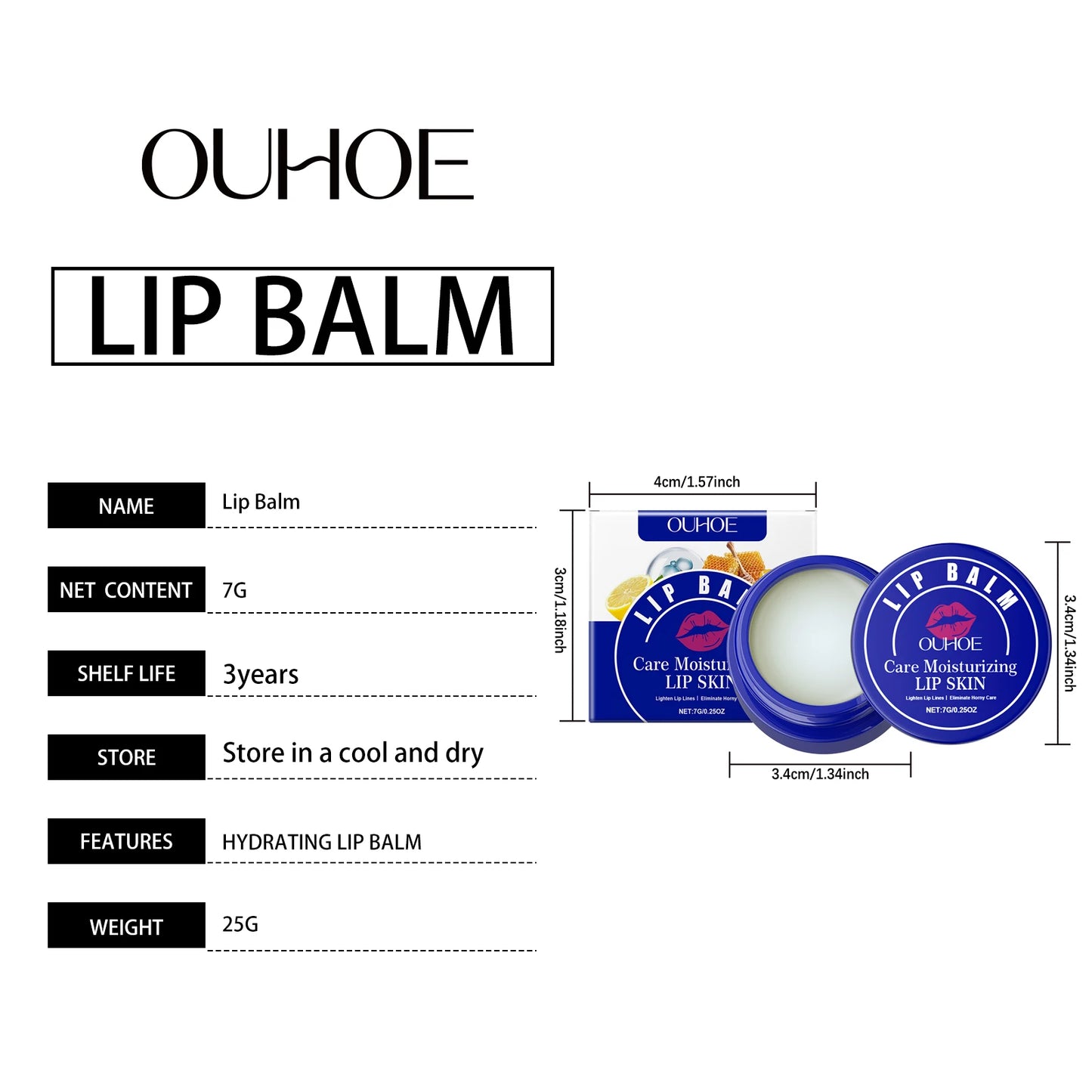 OUHOE Lip Balm Winter Lips Care Long-Lasting Hydration Prevent Dryness Gentle Formula Keep Soft All Day