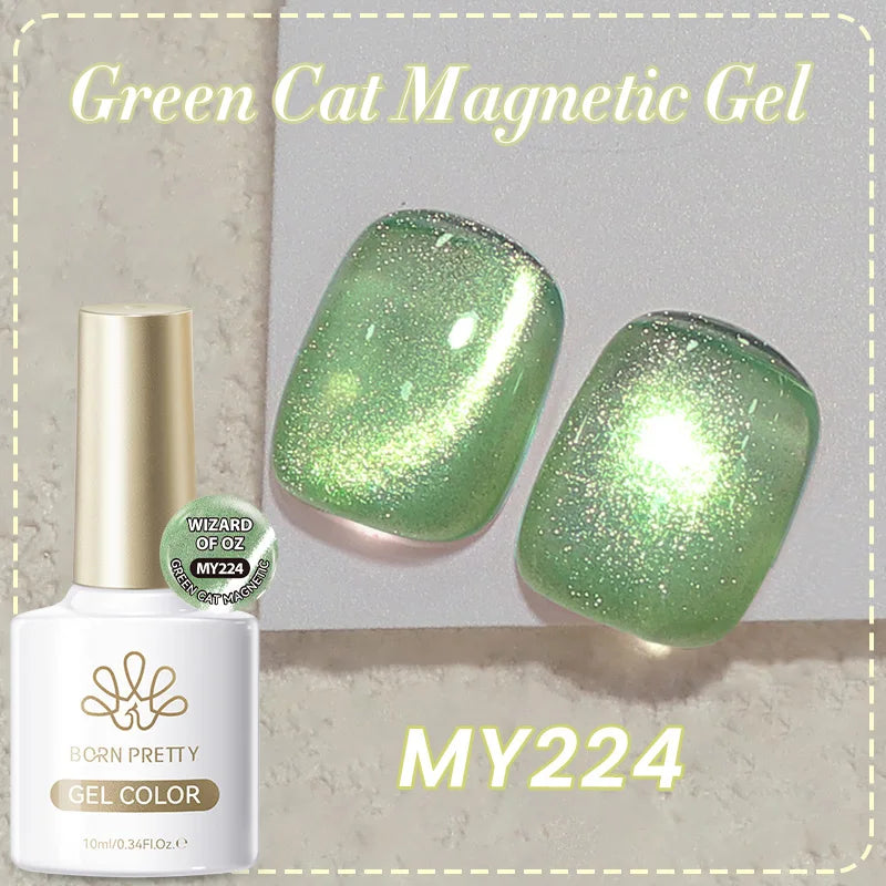 BORN PRETTY 10ml Black Glass Cat Magnetic Gel Nail Polish Punk Style Nail Art Manicure Varnis Semi Permanent Gel for Winter Nail