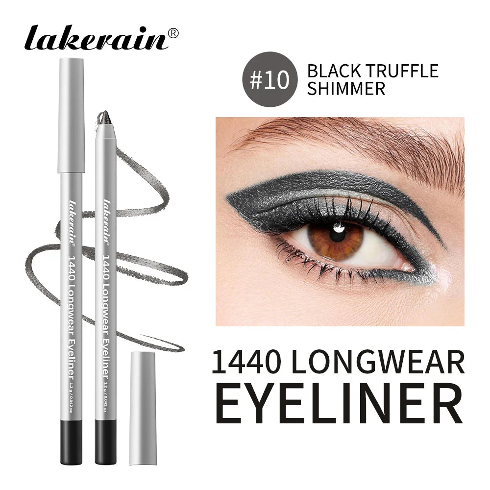 Lakerain Longwear Eyeliner 24h Long-lasting Wear Waterproof Smudge-proof Smooth Precise Application Smokey Eyeliner 12 Color