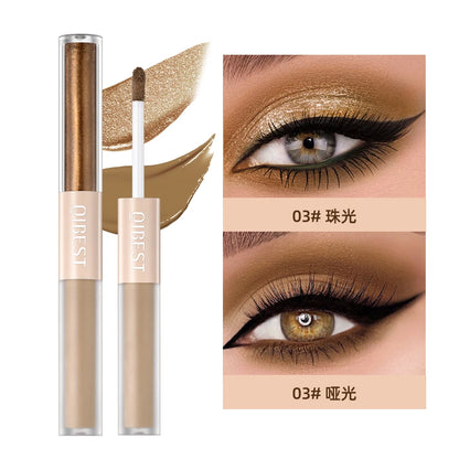 QIBEST Double-ended Flash Liquid Eyeshadow Contour Blush Pigment Silk Flash Matte Natural Blush Makeup Cream