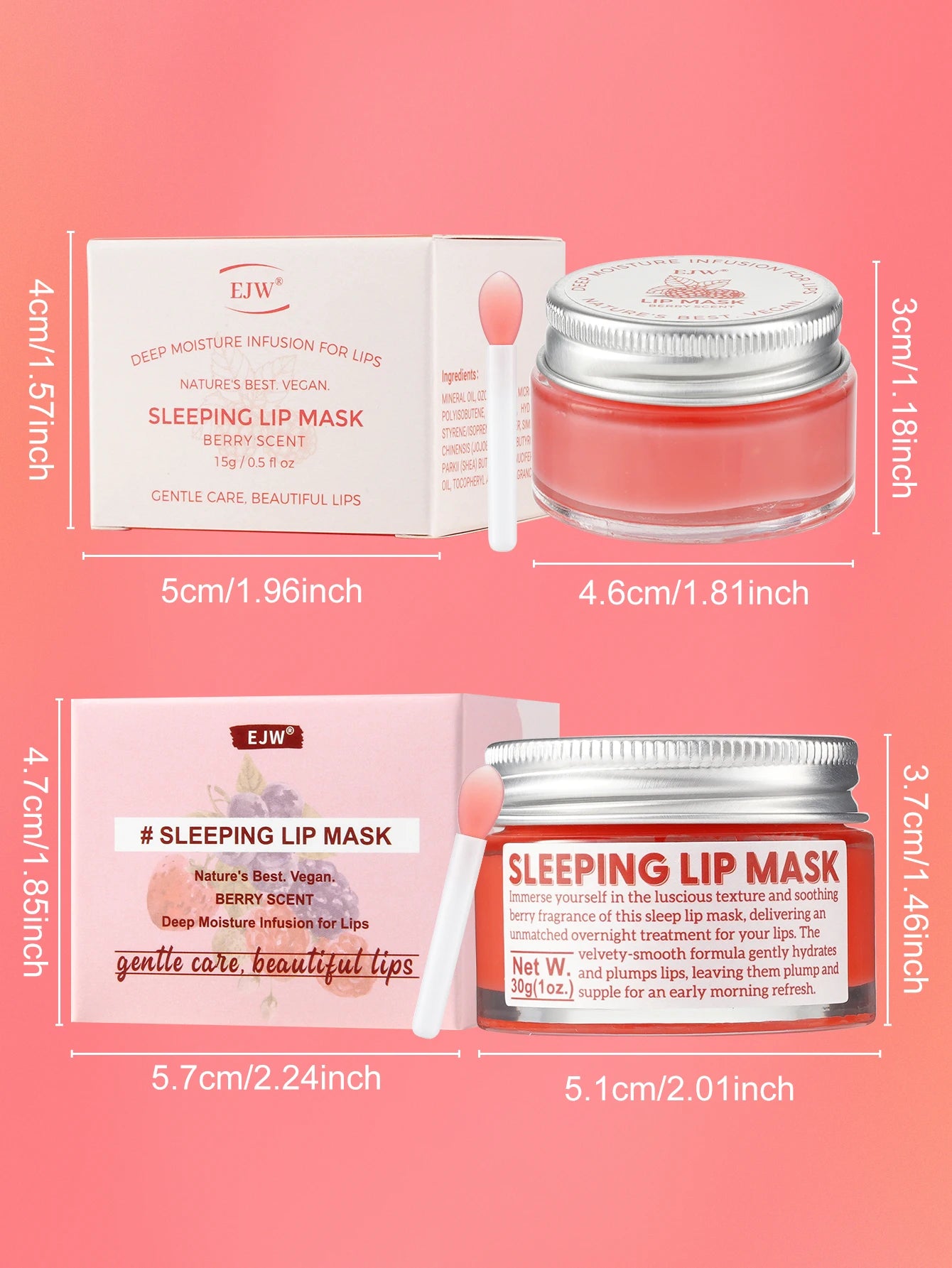 EJW Lip Sleeping Mask: Nourish,Hydrate, Vitamin E,Jojoba Oil, Lip Balm, Lip Skin Care, Improve Lip Color, Reduce Lip Lines