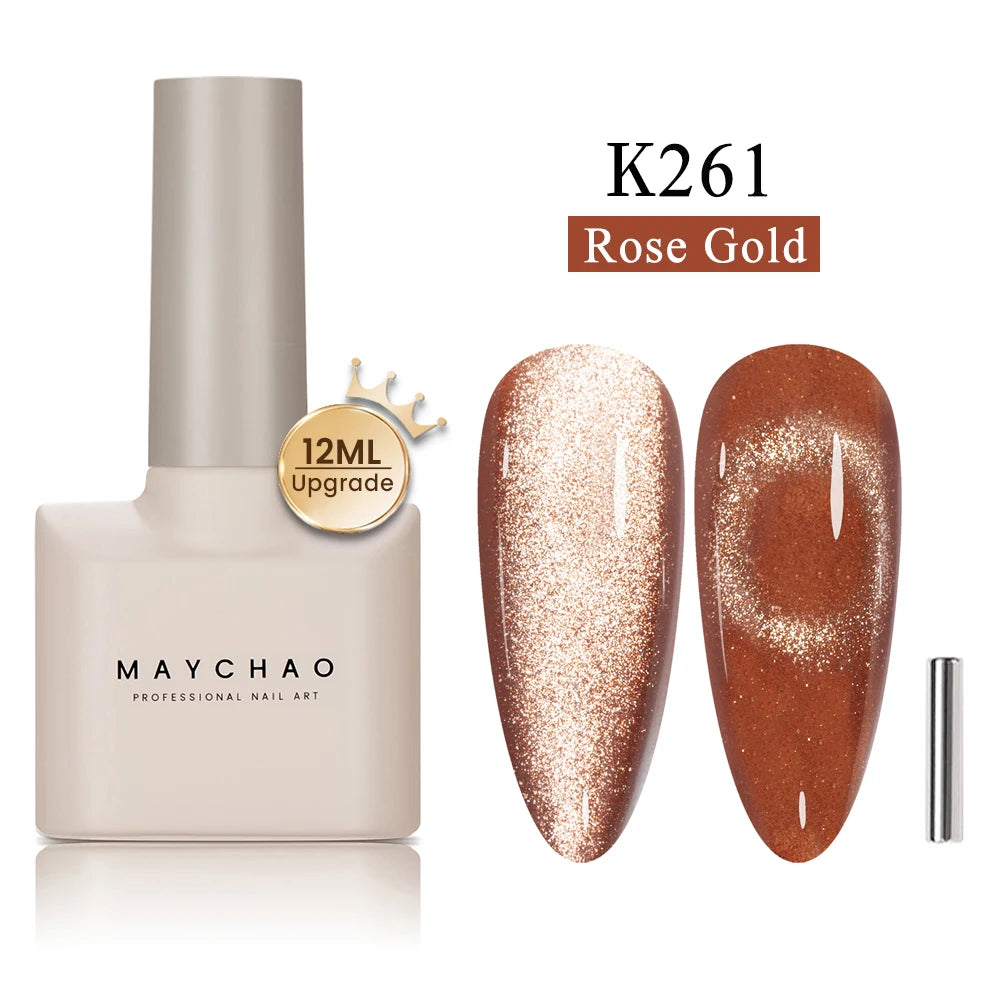 MAYCHAO 10ml Cat Magnetic Gel Nail Polish Cat Eye Glitter Effect Semi Permanent Soak Off UV Gel Varnish Manicure For Nail Art