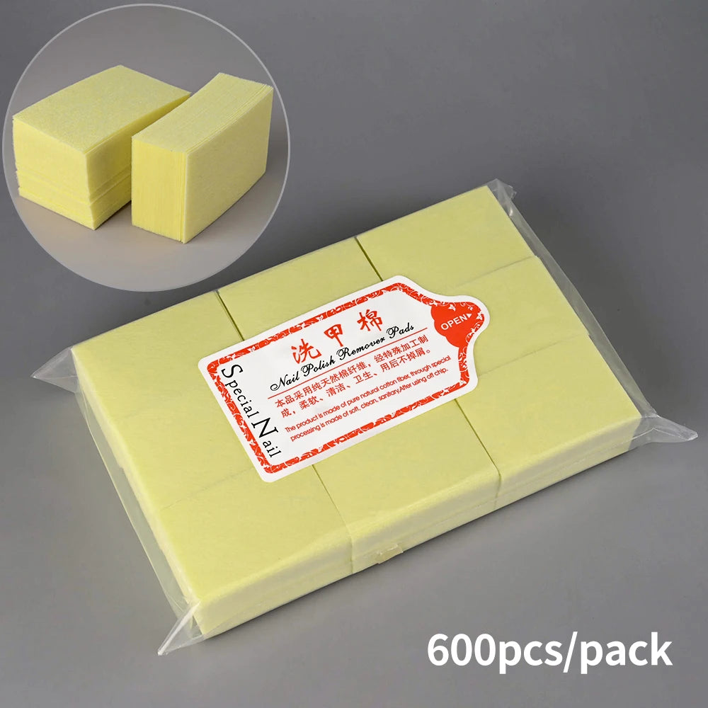1000/600/500/100pcs Lint-Free Nail Cotton for UV Gel Polish Removal Wipes Paper Pads 100% Cotton Soft Non Woven Nail Cleaner Pad