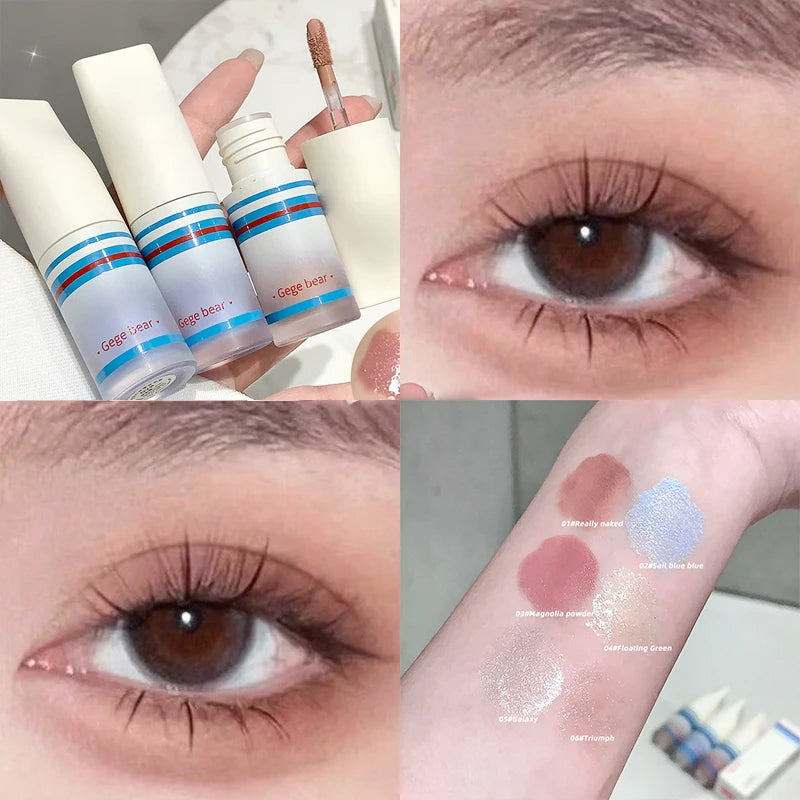 Pearlescent Matte Liquid Eyeshadow Wet and Bright Highlighter Stick Clear Glitter Contour Makeup Facial Brightening Cosmetics