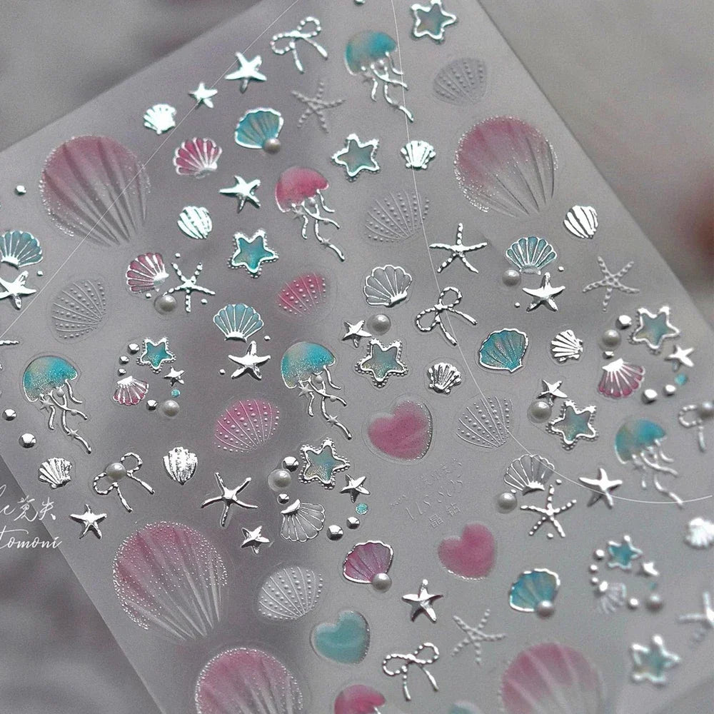 Magical Blow Bubbles Goldfish Bunny Rabbit Cat Kitten Shape Shiny Dreamy Bubbles 5D Nail Art Decorations Sticker Manicure Decal