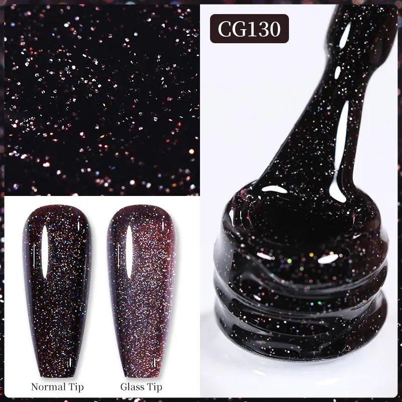 BORN PRETTY 10ml Sparkling Glitter Reflective Gel Nail Polish Sparkly Holo Shiny Pink Silver Black Gel Nail Art Salon Varnish