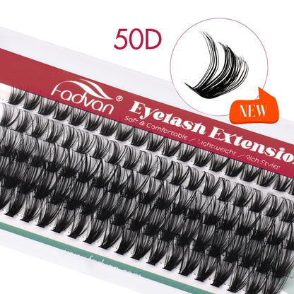 FADVAN Individual Mink Lash Extensions 10D / 20D / 30D / 40D /50D / 60D /80D Clusters 0.07mm  Natural Heat Bonded Cluster Lashes