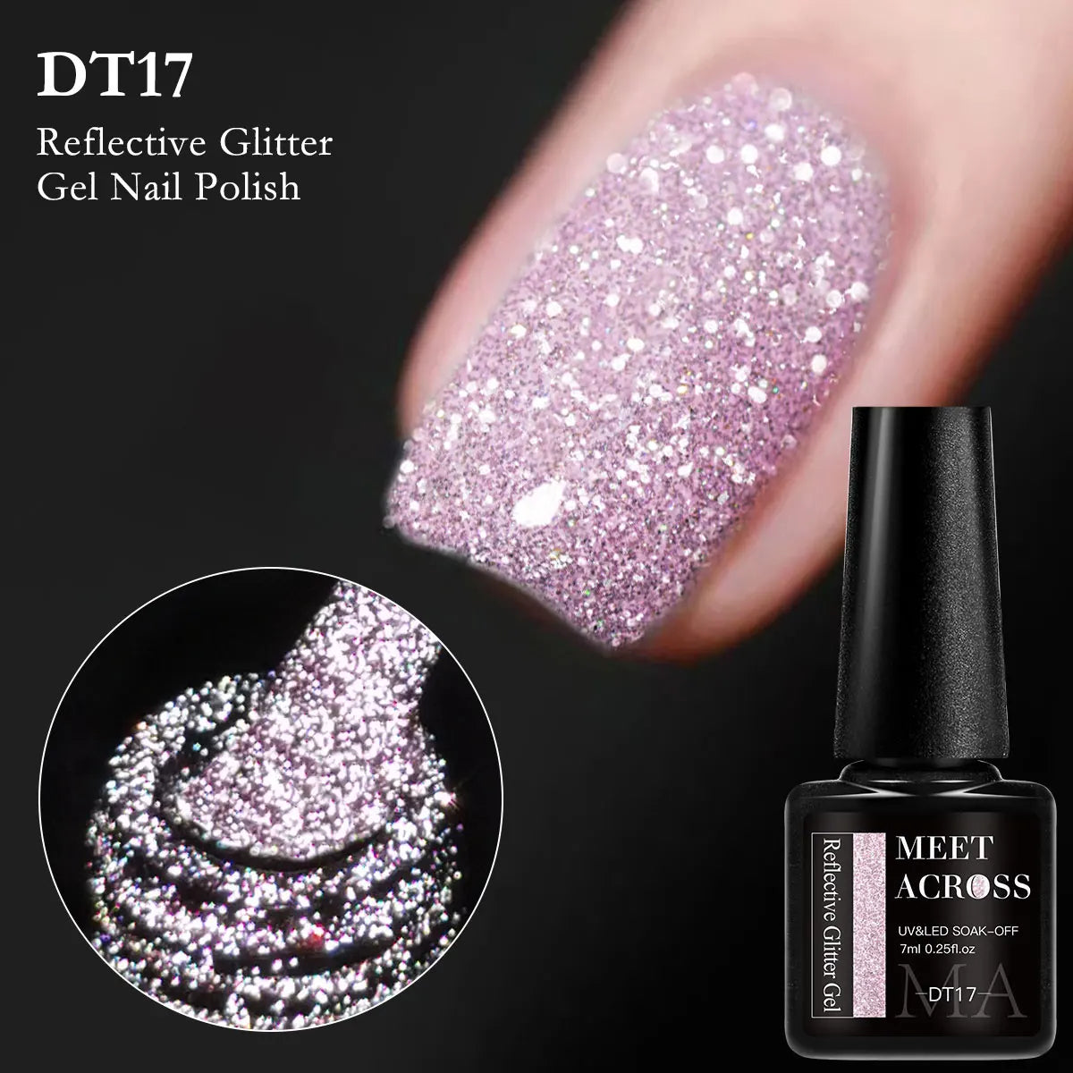 7ml Reflective Glitter Gel Nail Polish Semi Permanent Soaking Nail Art Varnish Alcohol-Free Salon Quality Manicure DIY Design