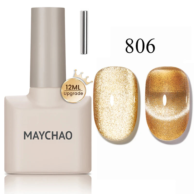 MAYCHAO 10ml Cat Magnetic Gel Nail Polish Cat Eye Glitter Effect Semi Permanent Soak Off UV Gel Varnish Manicure For Nail Art