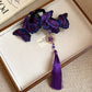 New Chinese Style Kniting Butterfly Hair Claws Women's Purple Long Flower Tassel Shark Grab Clips Vintage Hanfu Headpiece W