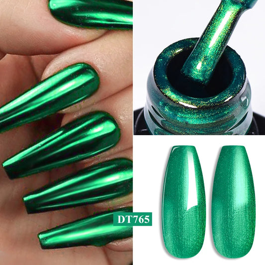 MEET ACROSS 7ml Red Metallic Gel Nail Polish Gold Silver Mirror Nail Art Varnish Glitter Sparkly Semi Permanent Soak Off UV Gel