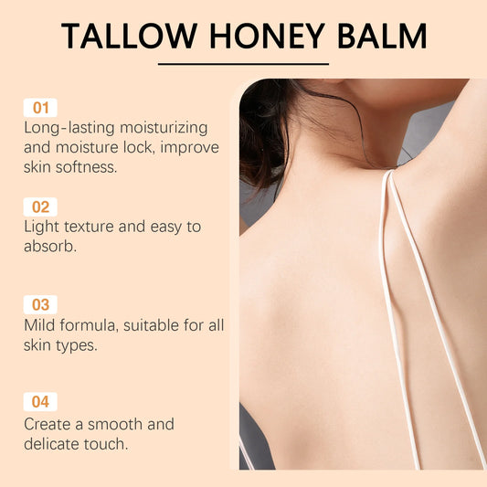 Beef Tallow Honey Moisturizer Grass Fed Whipped Tallow Face Cream Body Lotion Non Greasy Nourishing Fast Absorption Skin Care