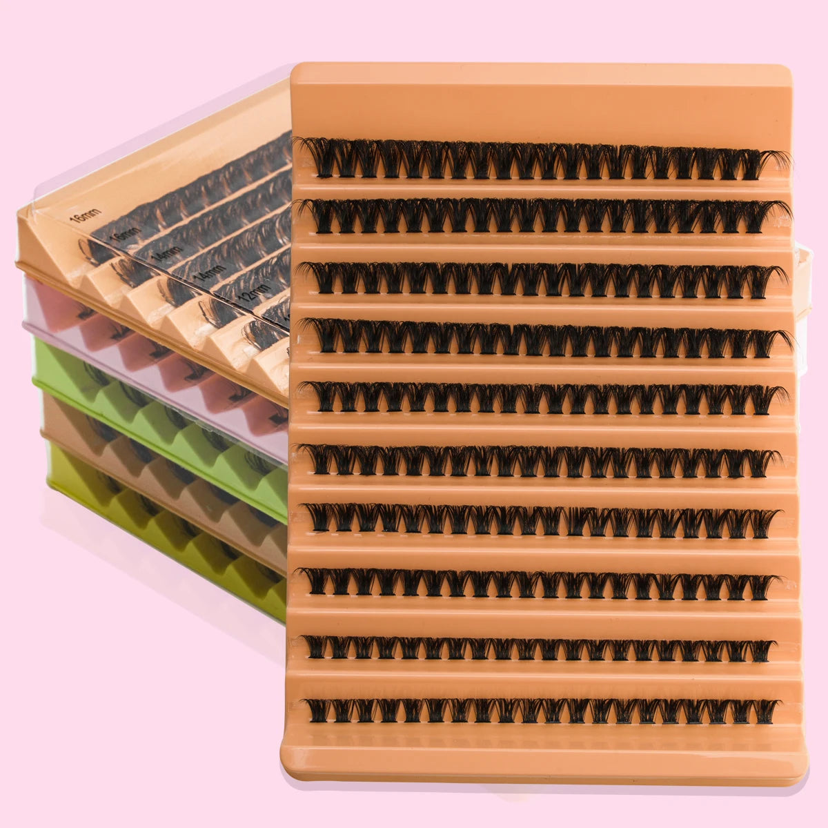8-16MM Individual Cluster Lashes Set Natural Faux Mink Lashes Reusable DIY Tray Lash Extension Thick Volume False Eyelashes Kit