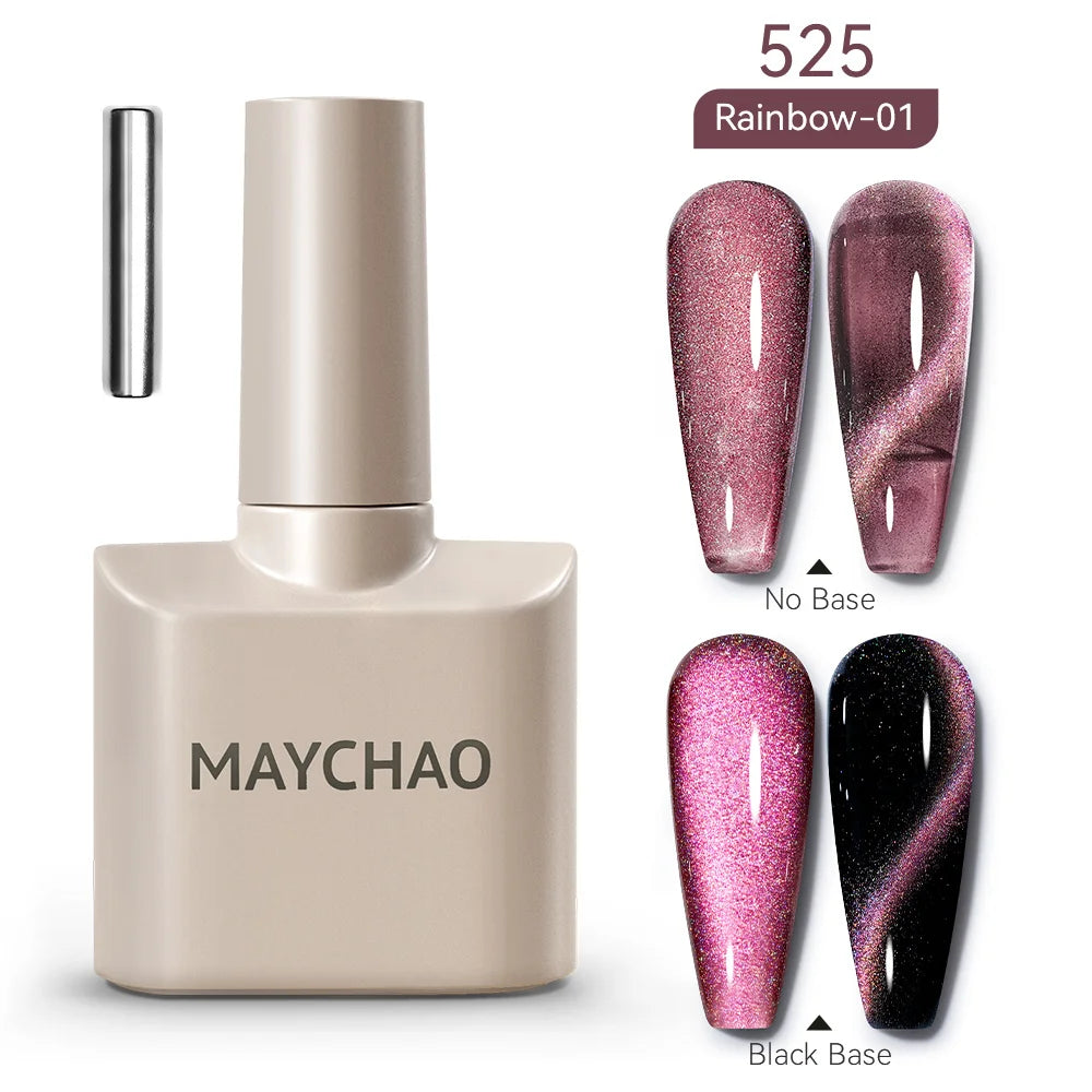 MAYCHAO 10ml Cat Magnetic Gel Nail Polish Cat Eye Glitter Effect Semi Permanent Soak Off UV Gel Varnish Manicure For Nail Art