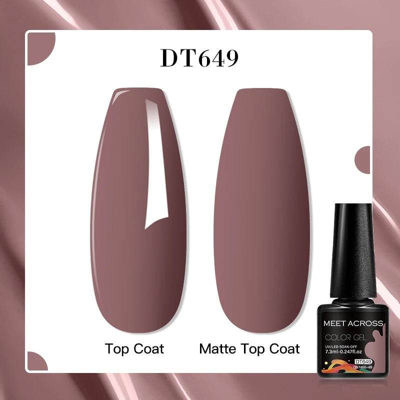 MEET ACROSS 160 Colors 7.3ml Gel Nail Polish Vernis Glitter Sparkly Semi Permanent Soak Off LED UV Gel Varnish Nail Art Manicure