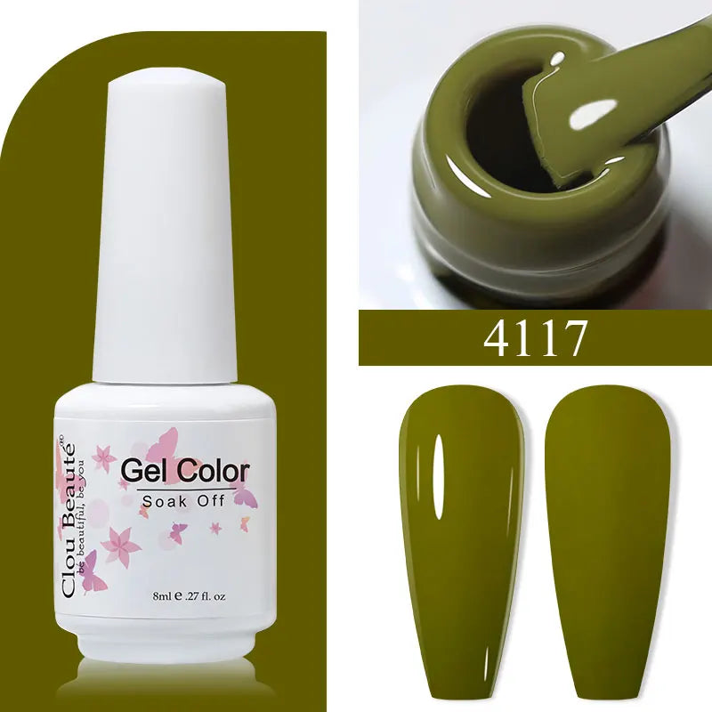 Clou Beaute 8ml Gel Polish Colorful Glitter UV Nail Gel Vernis Semi Permanent Glass Bottle Blue Green White Soak Off Gel Nail