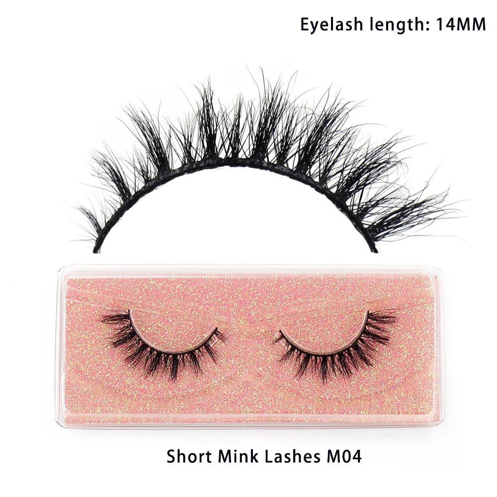 LEHUAMAO Maquiagem Short Natural Soft Mink Lashes Volume Fluffy Wispy Lashes 12mm-15mm False Eyelashes Eyelash Extensio Makeup