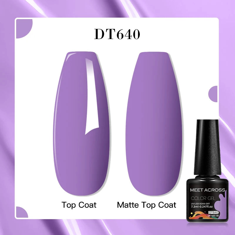 MEET ACROSS 160 Colors 7.3ml Gel Nail Polish Vernis Glitter Sparkly Semi Permanent Soak Off LED UV Gel Varnish Nail Art Manicure