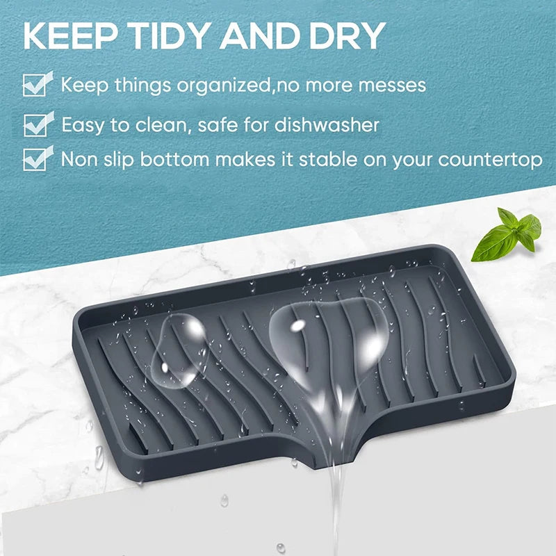 3 Pcs/Set Silicone Soap Dish, Sponge Tray with Drain, Bathroom Kitchen Sink Organizer, Bar Soap Holder for Shower