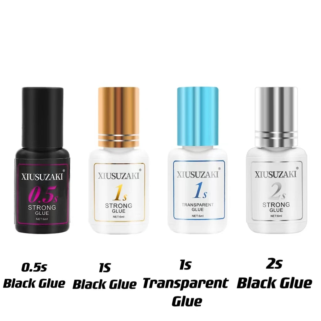 XIUSUZAKI 6ml False Eyelash Extensions Glue 0.5s 1s Fast Drying Black Transparent Lash Adhesive Glue Low Irritation Eyelash Glue