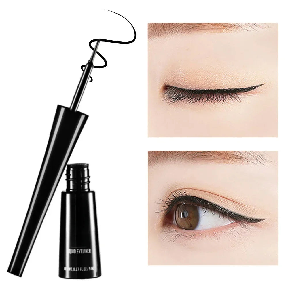 3-Color Matte Eyeliner Set - Grey Blue Black Waterproof Long-Lasting Fade-Proof Liquid Eyeliner with Brush for Easy Application