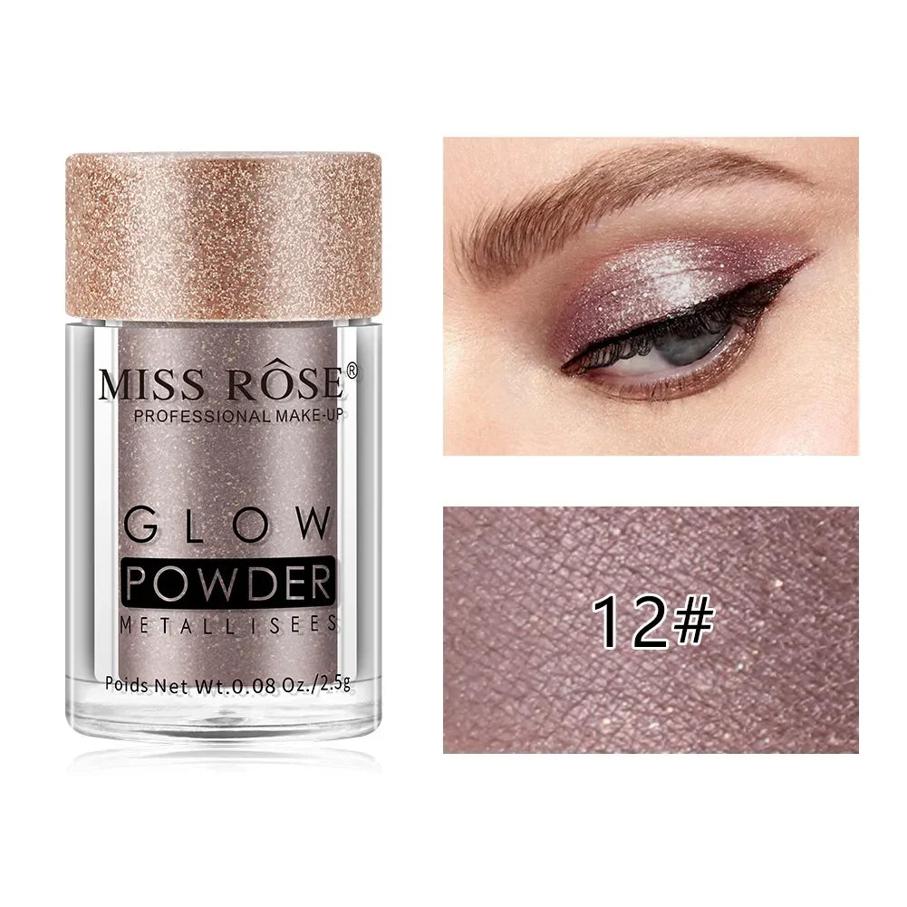 MISS ROSE Single Colour Pearl Diamond Glitter Eyeshadow Make-up High Lighter Shiny Shimmer Brighten Eye Shadow Powder Cosmetics