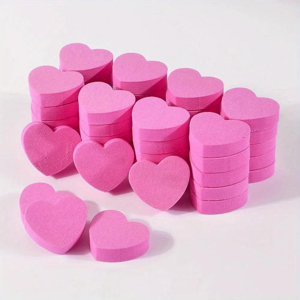 10/25/50pcs Heart Sponge Nail Files Blocks 180/240 Double-sided Polishing Sanding Buffer Washable Sandpaper Manicure Tools