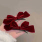 2Pcs Black Bow Small Hair Claw Women Girl Hair Grab Clip Side Clip Forehead Bangs Hair Styling Clip Sweet Headdress