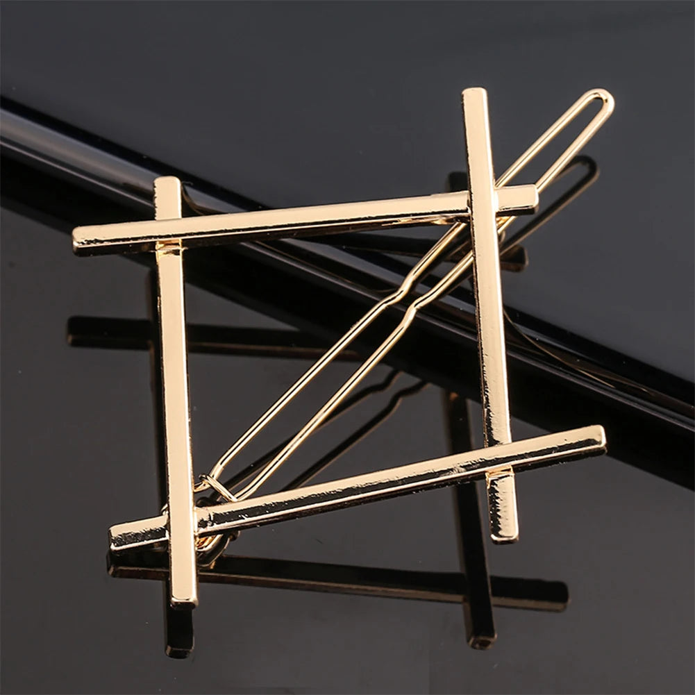 Triangle Moon Hairpin Fashion Women Metal Frog Clip Word Clip Elegant Star Round Barrette Alloy for Ladies Hair Accessories