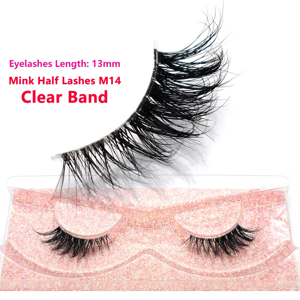 Half Eye Lashes Natural 3D Mink Short False Eyelashes Fluffy Wispy Cross Strip Fake Lashes Soft Half Eyelashes Extension Makeup