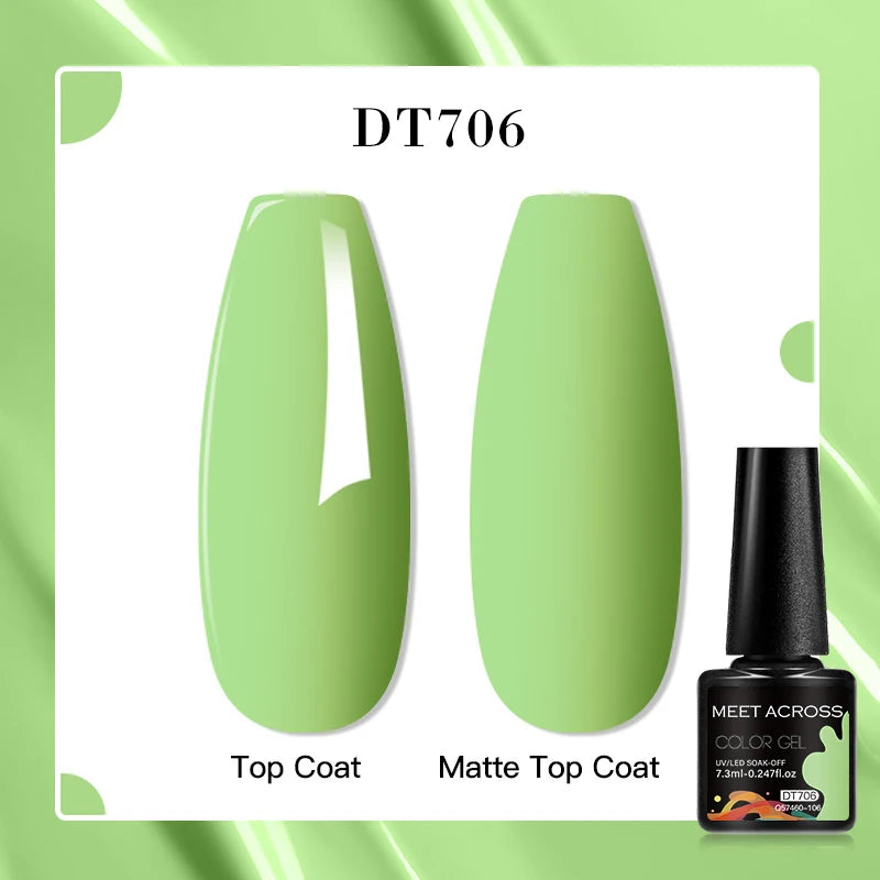 MEET ACROSS 160 Colors 7.3ml Gel Nail Polish Vernis Glitter Sparkly Semi Permanent Soak Off LED UV Gel Varnish Nail Art Manicure