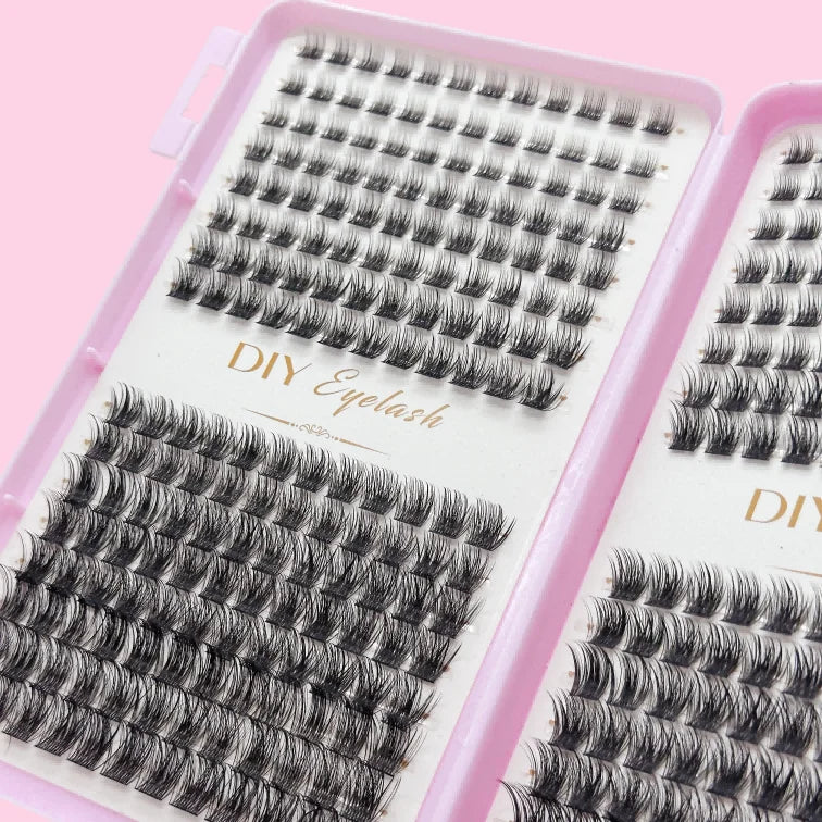 384 Bundles of False Eyelashes - with a 0.07 mm Curling Degree, a Naturally Slender Mixed Length (9 - 16 mm) - an Easy-to-Use Cu
