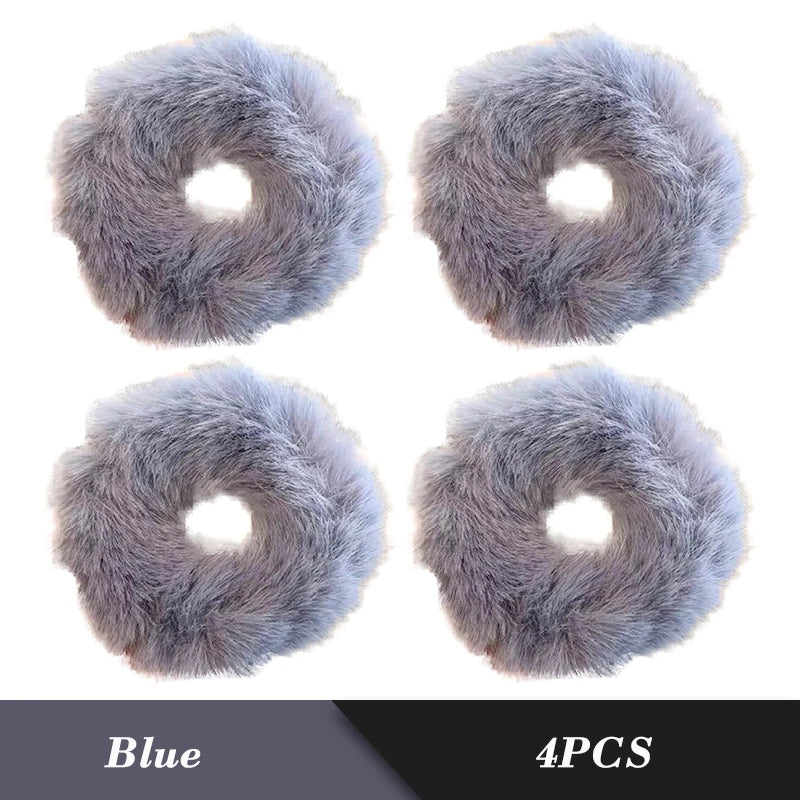1PC Fluffy Warm Autumn Winter Elastic Hair Band Scrunchies Large Intestine Hair Ring For Women Girls Plush Hair Rope Hairwear