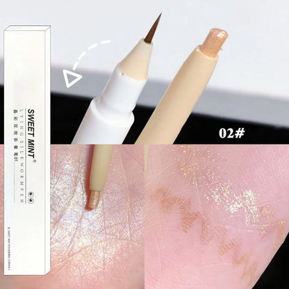2 In 1 Liquid Eye Liner Shadow Pen Ultra Glitter Eyeliner Pencil Lasting Korean Eyes Makeup High Gloss Pigment Silkworm Gel Pen