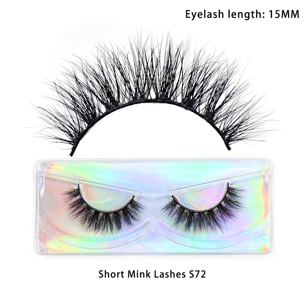 LEHUAMAO Maquiagem Short Natural Soft Mink Lashes Volume Fluffy Wispy Lashes 12mm-15mm False Eyelashes Eyelash Extensio Makeup