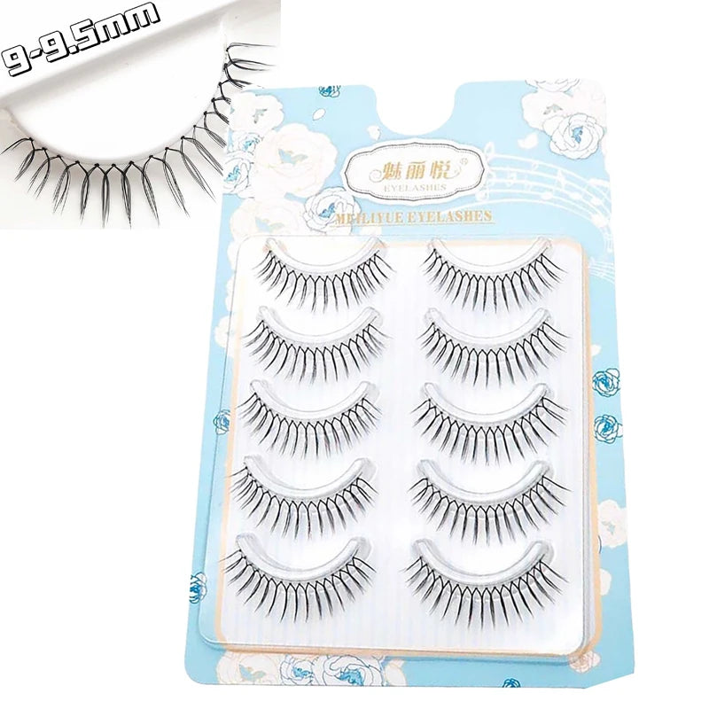 5 Pair False Eyelashes Korean Style U Shape Lashes Natural Soft Full Strip Eyelash Extension DIY Wispy Lash Cosmetic Supplies