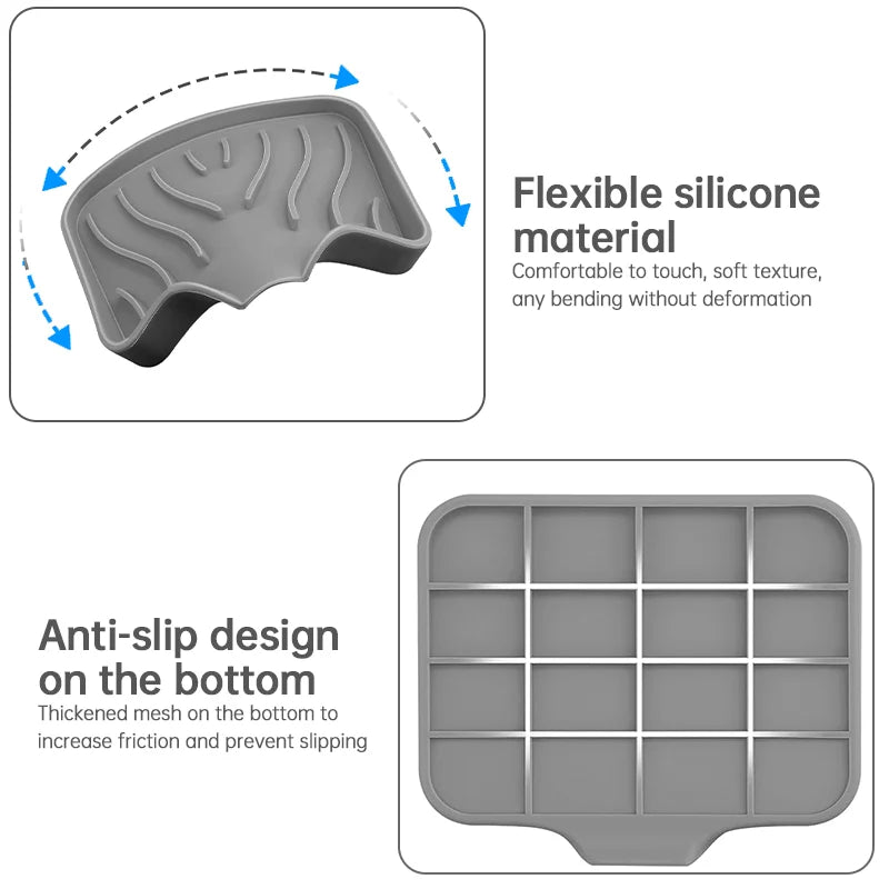 Self Draining Soap Bar Holder Silicone Kitchen Sink Soap Dish Sponge Tray Creative Washing Table Soap Tray Free Punch Drain Rack