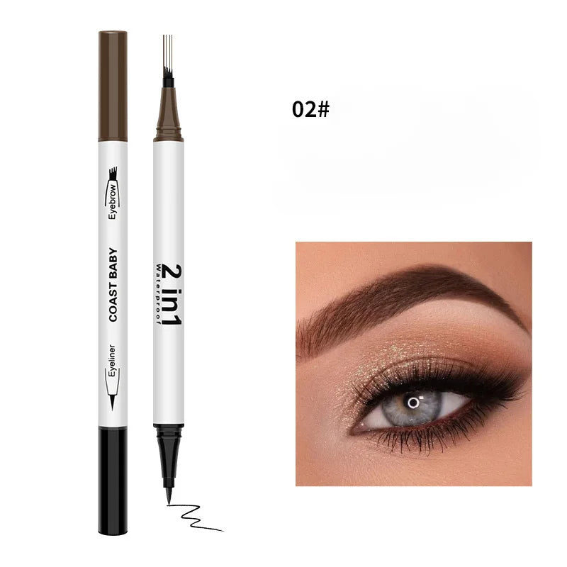 2 in1 Double Head Eye liner Brow Pencil Make up Waterproof Long-lasting No Blooming Rotatable Eyeliner Eyebrow Tattoo Pen Makeup