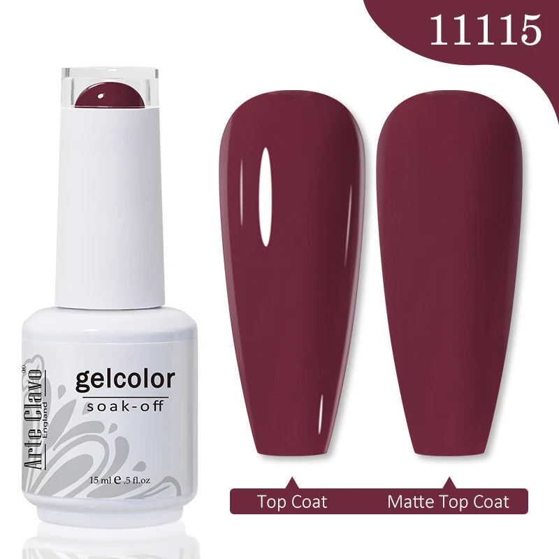 Arte Clavo 15ml Rose Red Pink Color Gel Nail Polish Autumn Winter Hot Sale Long Lasting Soak Off For Manicure Nail Art Gel