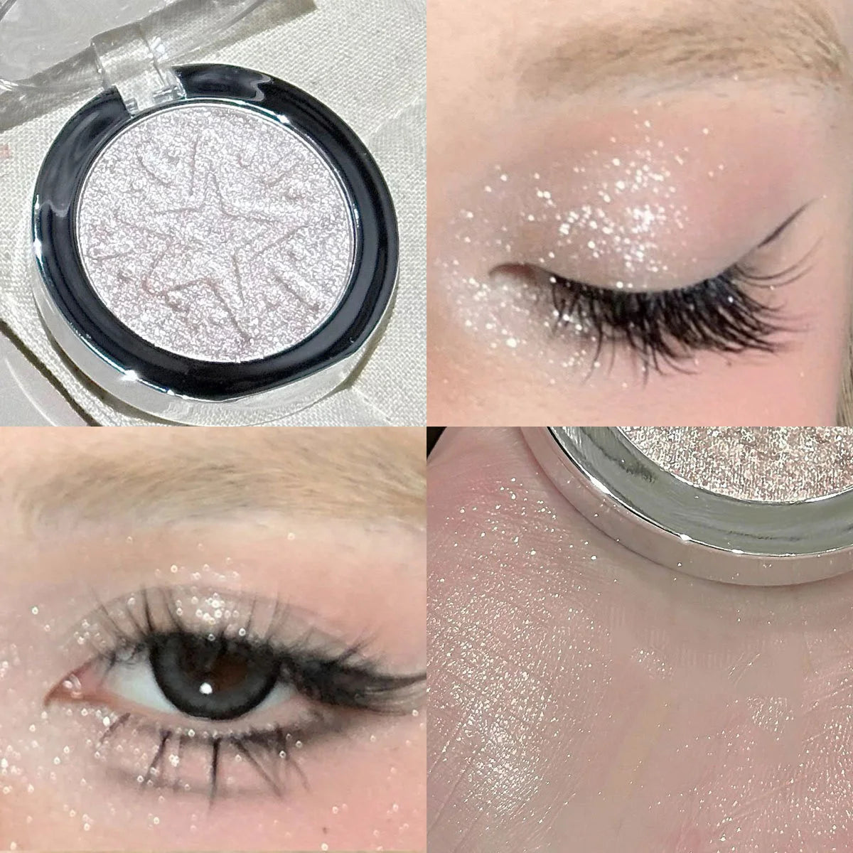 Pink Glitter Eyeshadow Powder Highlighter Monochrome Diamond Shimmer Silkworm Brighten Highgloss Sequins Multi-purpose Makeup